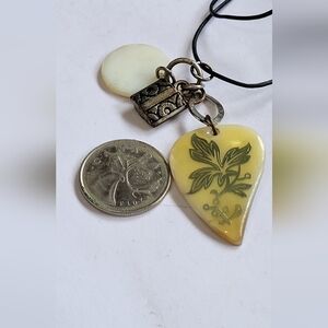 Corded Yellow Leaf Pendant Necklace 16"